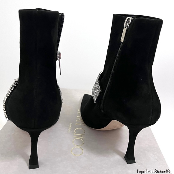 Jimmy Choo Kaza Suede Crystal-Buckle Booties size 39.5/US 9 Authentic - Picture 8 of 8